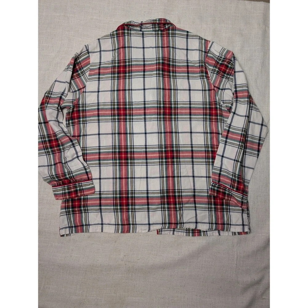 Wondershop Pajama Set Womens XL White & Red Plaid Long Sleeve 100% Cotton